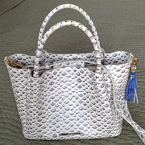 Brahmin blue and cream satchel